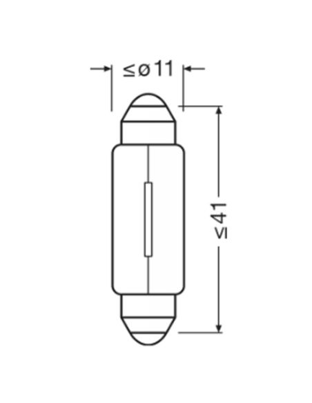 Ampoule C5W 41 mm OSRAM ORIGINAL 12 V 5 W SV8.5-8 pour plaque d'immatriculation, éclairage intérieur ou position 6413