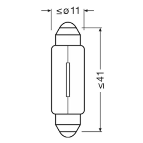 Ampoule C5W 41 mm OSRAM ORIGINAL 12 V 5 W SV8.5-8 pour plaque d'immatriculation, éclairage intérieur ou position 6413