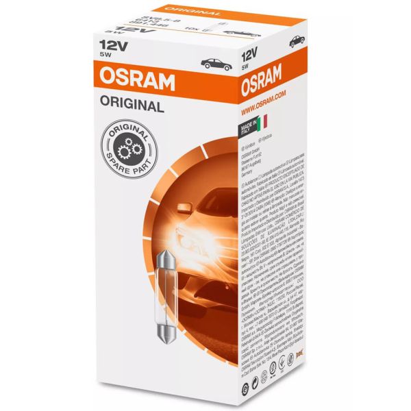 Bombilla C5W 41mm OSRAM ORIGINAL 12V 5W SV8.5-8 para matrícula, interior o posición 6413