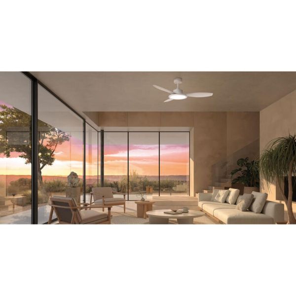 Ventilateur de plafond LED RIGA II 36W, blanc, Ø120cm, 32W CC, intensité variable, 3600 lm avec télécommande