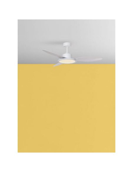 Ventilador de techo LED 36W RIGA II blanco/madera Ø120cm DC 32W CCT regulable IP20