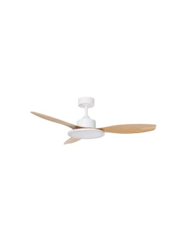 Ventilador de techo LED 36W RIGA II blanco/madera Ø120cm DC 32W CCT regulable IP20