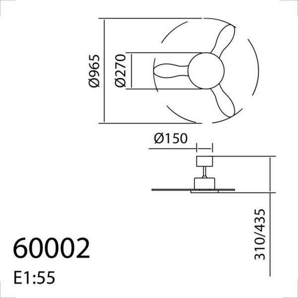 Ventilador de techo LED 30W RIGA II XS blanco Ø97cm DC 32W CCT regulable, 3 aspas IP20
