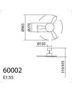 Ventoinha de teto LED RIGA II XS 30W, branco/madeira, Ø97cm, DC 32W, dimerizável, 3 pás, IP20 2