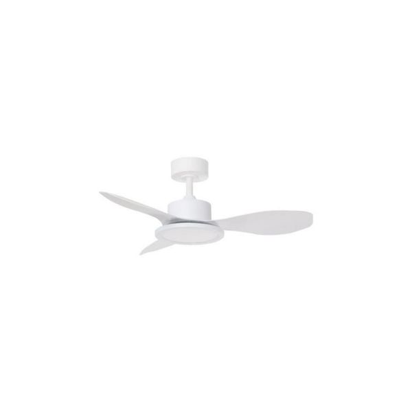 Ventilateur de plafond LED RIGA II XS 30W, blanc/bois, Ø97cm, 32W CC, intensité variable, 3 pales, IP20