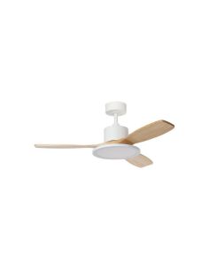 Ventilador de techo LED 36W RIGA II WOOD madera blanco natural Ø120cm DC 32W 3 aspas CCT regulable IP20