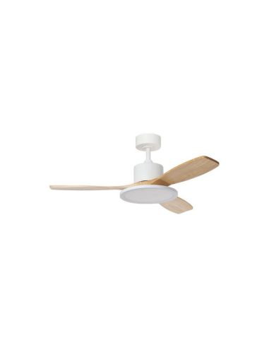Ventilador de techo LED 36W RIGA II WOOD madera blanco natural Ø120cm DC 32W 3 aspas CCT regulable IP20