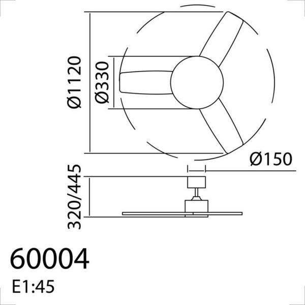 Ventilateur 36 W, bois noir naturel, Ø 120 cm, 32 W CC, 3 pales, température de couleur réglable, IP20