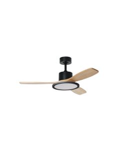 Ventilador de techo LED 36W RIGA II WOOD madera negro natural Ø120cm DC 32W 3 aspas CCT regulable IP20