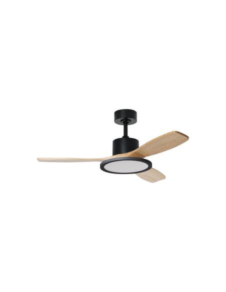 Ventilador de techo LED 36W RIGA II WOOD madera negro natural Ø120cm DC 32W 3 aspas CCT regulable IP20