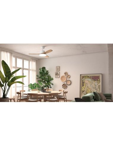 Ventilador de techo LED 36W RIGA II WOOD madera negro/nogal Ø120cm DC 32W 3 aspas CCT regulable IP20