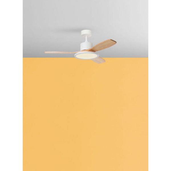Ventilador de techo LED 36W RIGA II WOOD madera negro/nogal Ø120cm DC 32W 3 aspas CCT regulable IP20