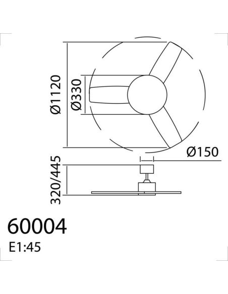 Ventilateur 36 W, Noir/Bois de noyer, Ø 120 cm, 32 W CC, 3 pales, CCT, Réglable, IP20