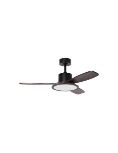 Ventilador de techo LED 36W RIGA II WOOD madera negro/nogal Ø120cm DC 32W 3 aspas CCT regulable IP20