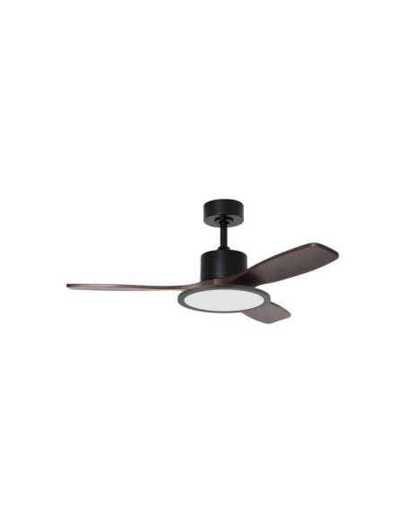 Ventilador de techo LED 36W RIGA II WOOD madera negro/nogal Ø120cm DC 32W 3 aspas CCT regulable IP20