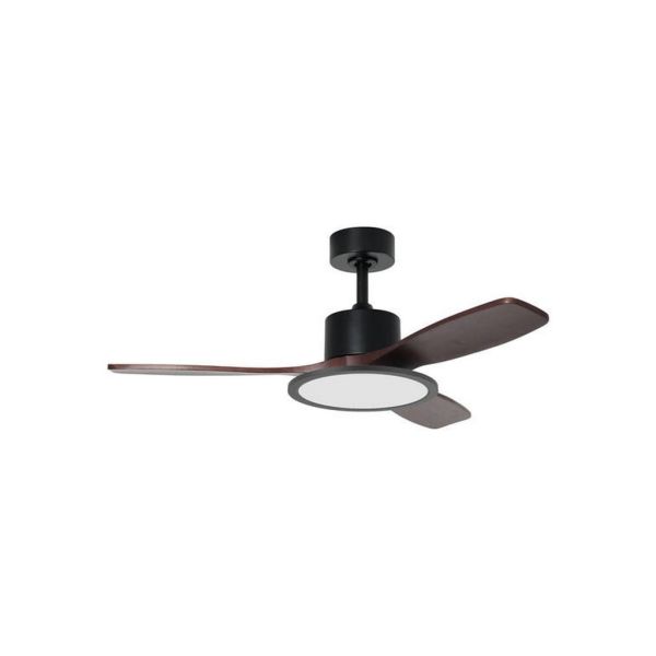 Ventilador de techo LED 36W RIGA II WOOD madera negro/nogal Ø120cm DC 32W 3 aspas CCT regulable IP20