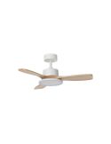 Ventilador de techo LED 30W RIGA II WOOD XS blanco/madera natural Ø97cm DC 32W 3 aspas CCT regulable IP20