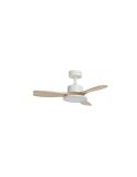 Ventilador de techo LED 30W RIGA II WOOD XS blanco/madera natural Ø97cm DC 32W 3 aspas CCT regulable IP20
