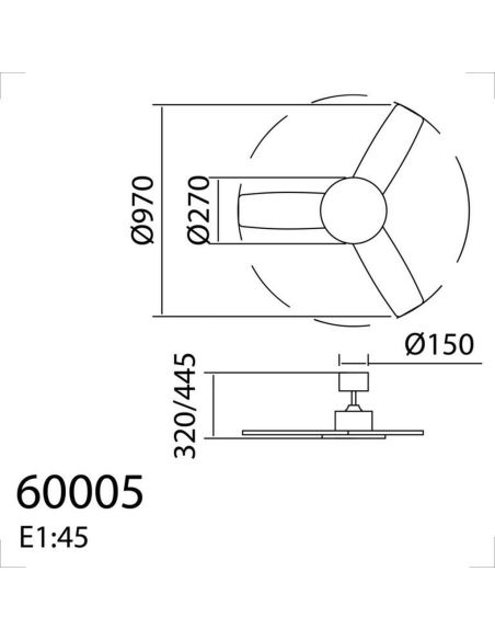 Ventilador de techo LED 30W RIGA II WOOD XS madera negro/natural Ø97cm DC 32W 3 aspas CCT regulable IP20