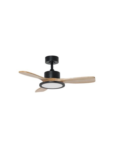 Ventilador de techo LED 30W RIGA II WOOD XS madera negro/natural Ø97cm DC 32W 3 aspas CCT regulable IP20