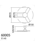 Ventilador de techo LED 30W RIGA II WOOD XS madera negro/nogal Ø97cm DC 32W 3 aspas CCT regulable IP20