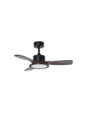 Ventilador de techo LED 30W RIGA II WOOD XS madera negro/nogal Ø97cm DC 32W 3 aspas CCT regulable IP20
