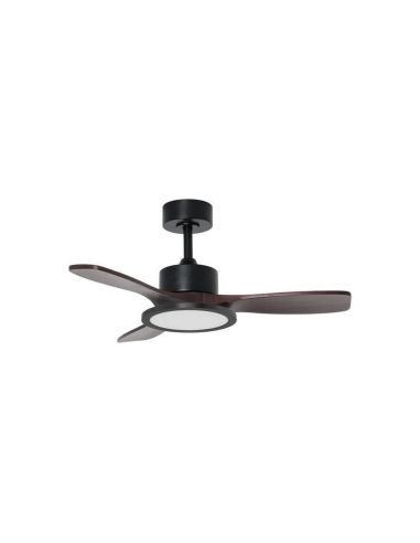 Ventilador de techo LED 30W RIGA II WOOD XS madera negro/nogal Ø97cm DC 32W 3 aspas CCT regulable IP20