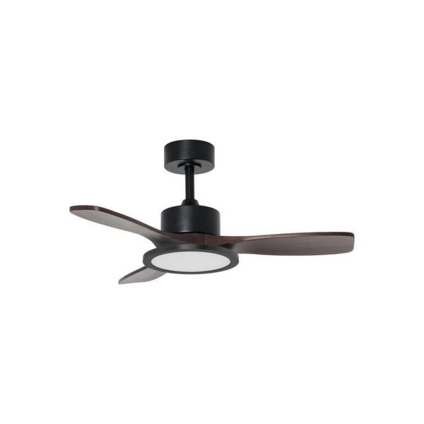 Ventilateur 30 W, Noir/Bois de noyer, Ø 97 cm, 32 W CC, 3 pales, température de couleur réglable, IP20
