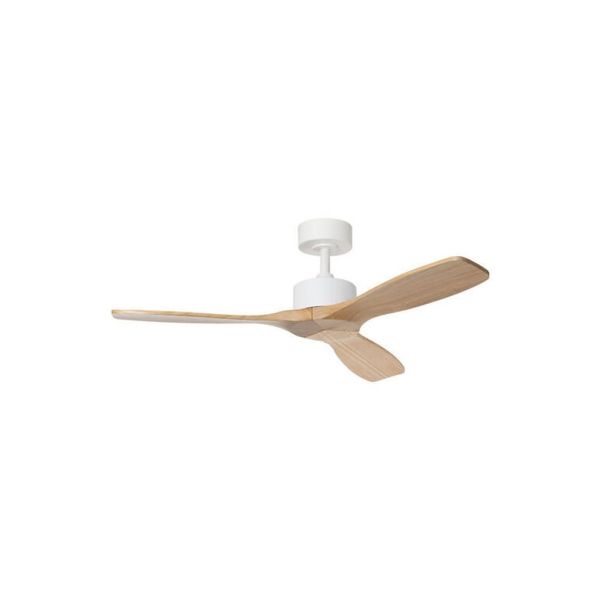 Ventilador de techo sin luz RIGA II WO WOOD blanco/madera natural Ø120cm DC 32W 3 aspas IP20