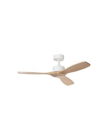 Ventilador de techo sin luz RIGA II WO WOOD blanco/madera natural Ø120cm DC 32W 3 aspas IP20