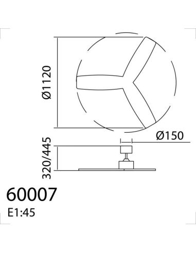 Ventilador de techo sin luz RIGA II WO WOOD negro/madera natural Ø120cm DC 32W 3 aspas IP20
