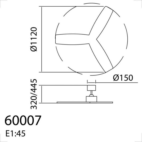 Ventilador de techo sin luz RIGA II WO WOOD negro/madera natural Ø120cm DC 32W 3 aspas IP20