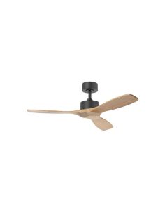 Ventilador de techo sin luz RIGA II WO WOOD negro/madera natural Ø120cm DC 32W 3 aspas IP20