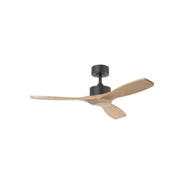 Ventilador de techo sin luz RIGA II WO WOOD negro/madera natural Ø120cm DC 32W 3 aspas IP20