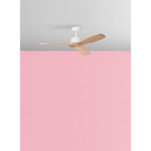 Ventilateur de plafond RIGA II WO WOOD sans éclairage, noir/bois naturel, Ø120cm, 32W CC, 3 pales, IP20