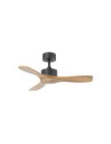 Ventilador de techo sin luz RIGA II WO WOOD XS negro/madera natural Ø97cm DC 32W 3 aspas IP20