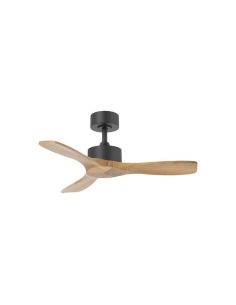 Ventilador de techo sin luz RIGA II WO WOOD XS negro/madera natural Ø97cm DC 32W 3 aspas IP20
