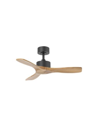 Ventilador de techo sin luz RIGA II WO WOOD XS negro/madera natural Ø97cm DC 32W 3 aspas IP20