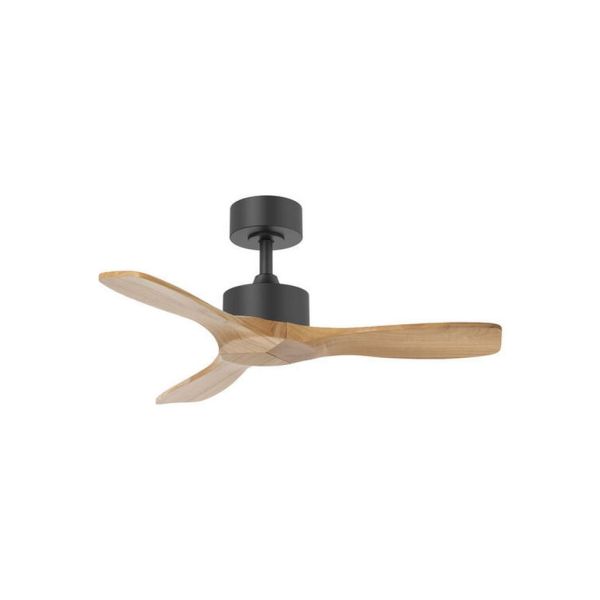 Ventilador de techo sin luz RIGA II WO WOOD XS negro/madera natural Ø97cm DC 32W 3 aspas IP20