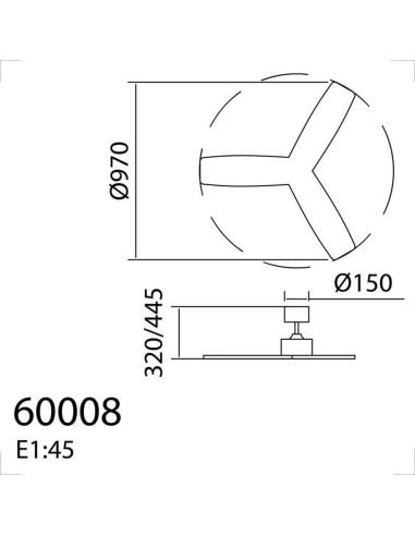 Ventilador de techo sin luz RIGA II WO WOOD XS negro/madera natural Ø97cm DC 32W 3 aspas IP20