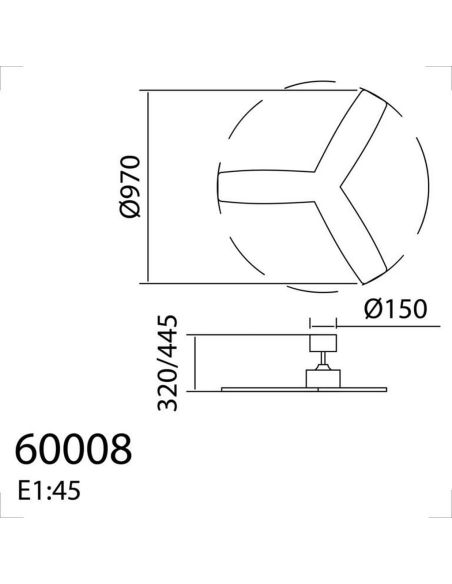 Ventilador de techo sin luz RIGA II WO WOOD XS negro/madera natural Ø97cm DC 32W 3 aspas IP20