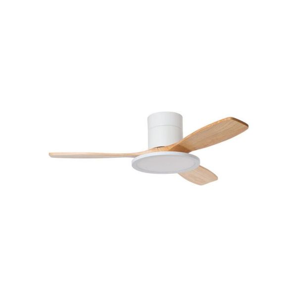 Ventilador de techo LED 36W RIGA II PL WOOD blanco + madera natural Ø120cm DC 32W CCT 3800lm regulable