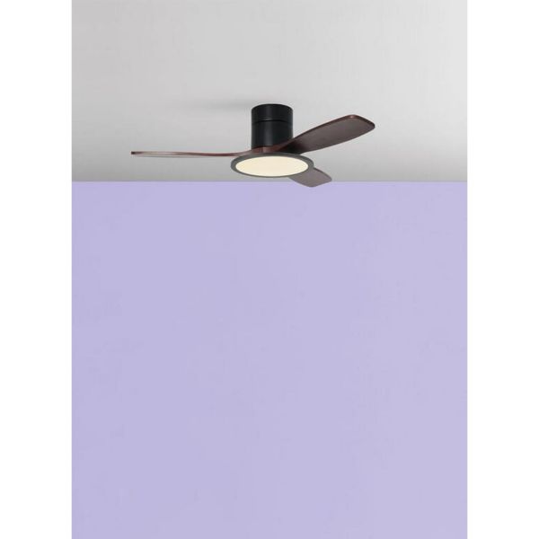 Ventilador de techo LED 36W RIGA II PL WOOD negro + madera natural Ø120cm DC 32W CCT 3800lm regulable