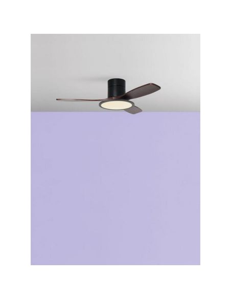 Ventilador de techo LED 36W RIGA II PL WOOD negro + nogal Ø120cm DC 32W CCT 3800lm regulable