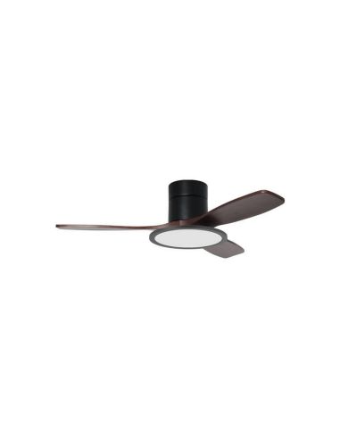 Ventilador de techo LED 36W RIGA II PL WOOD negro + nogal Ø120cm DC 32W CCT 3800lm regulable