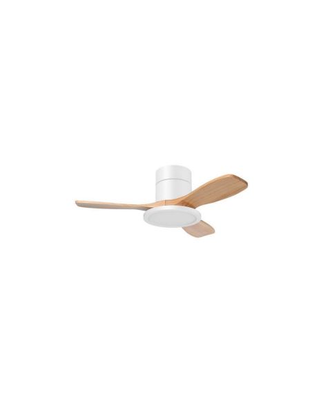 Ventilateur 30 W, blanc et bois naturel, Ø 97 cm, 32 W CC, 3 000 lm, dimmable