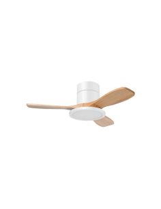 Ventilador de techo LED 30W RIGA II PL WOOD XS blanco + madera natural Ø97cm DC 32W CCT 3000lm regulable