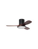 Ventilador de techo LED 30W RIGA II PL WOOD XS negro + nogal Ø97cm DC 32W CCT regulable