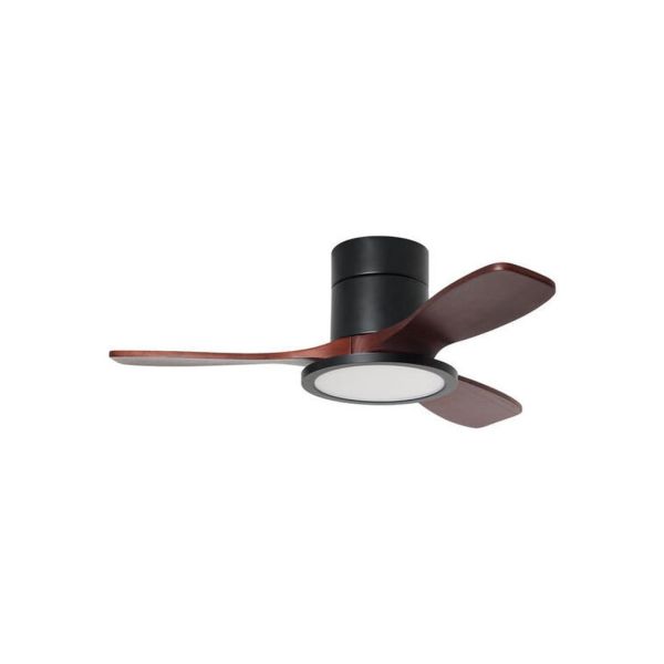 Ventilador de techo LED 30W RIGA II PL WOOD XS negro + nogal Ø97cm DC 32W CCT regulable