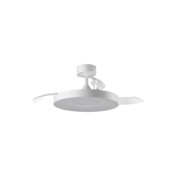 Ventilateur de plafond LED LISBOA II avec pales rétractables, blanc, Ø 107 cm, LED 35 W CC, 36 W CCT, 3 600 lm, télécommande
